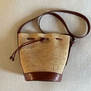 Sezane Mini Farrow Raphia Bucket Bag